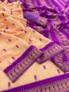 Tew Kalyani Cotton With Gold Jari Silk Saree